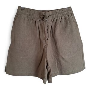 Poetry Shorts Womens US 6 100% Linen Drawstring Pull On Khaki
